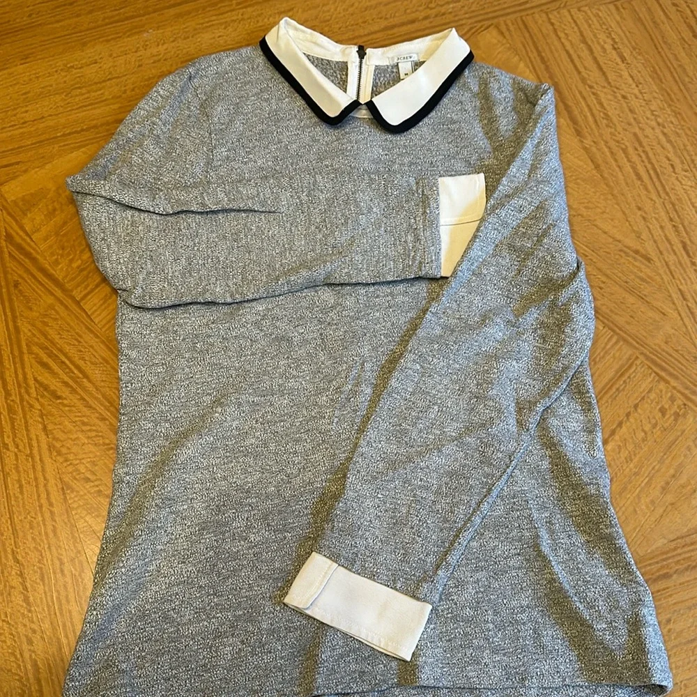 Women’s J. Crew sweater with silk collar and cuffs. Size M. - Picture 1 of 2